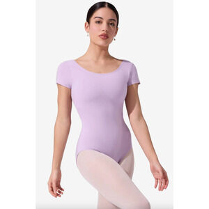 Capezio Short Sleeve Leotard Cap Lavender Purple Ballet Dance Medium M NEW NWT